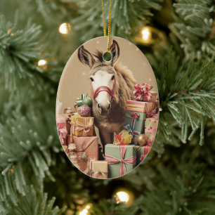 Baby Donkey Family Ornament, Donkey Lovers Gifts Ceramic Tree Decoration