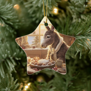 Baby Donkey Family Ornament, Donkey Lovers Gifts Ceramic Tree Decoration