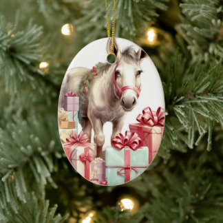 Baby Donkey Family Ornament, Donkey Lovers Gifts Ceramic Tree Decoration
