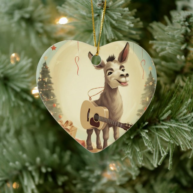 Baby Donkey Family Ornament, Donkey Lovers Gifts Ceramic Tree Decoration (Tree)