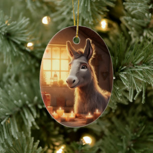 Baby Donkey Family Ornament, Donkey Lovers Gifts Ceramic Tree Decoration