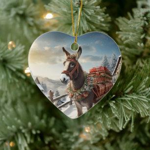 Baby Donkey Family Ornament, Donkey Lovers Gifts Ceramic Tree Decoration