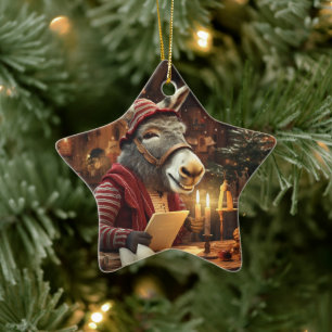 Baby Donkey Family Ornament, Donkey Lovers Gifts Ceramic Tree Decoration