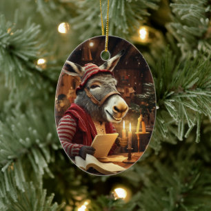 Baby Donkey Family Ornament, Donkey Lovers Gifts Ceramic Tree Decoration
