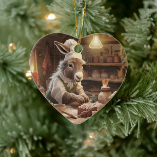 Baby Donkey Family Ornament, Donkey Lovers Gifts Ceramic Tree Decoration