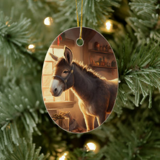 Baby Donkey Family Ornament, Donkey Lovers Gifts Ceramic Tree Decoration