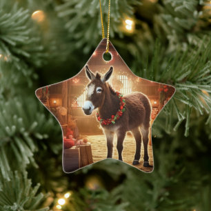 Baby Donkey Family Ornament, Donkey Lovers Gifts Ceramic Tree Decoration
