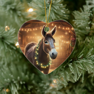 Baby Donkey Family Ornament, Donkey Lovers Gifts Ceramic Tree Decoration
