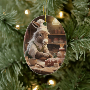 Baby Donkey Family Ornament, Donkey Lovers Gifts Ceramic Tree Decoration