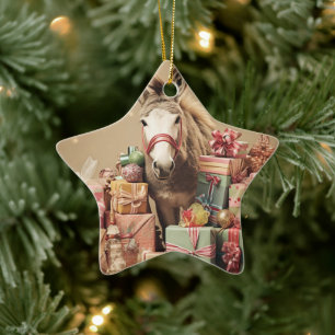 Baby Donkey Family Ornament, Donkey Lovers Gifts Ceramic Tree Decoration