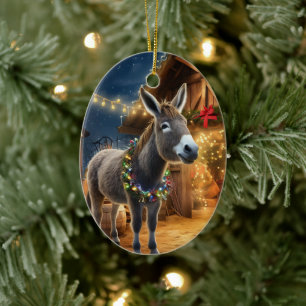 Baby Donkey Family Ornament, Donkey Lovers Gifts Ceramic Tree Decoration