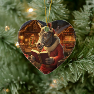 Baby Donkey Family Ornament, Donkey Lovers Gifts Ceramic Tree Decoration