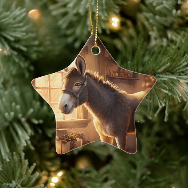 Baby Donkey Family Ornament, Donkey Lovers Gifts Ceramic Tree Decoration (Tree)