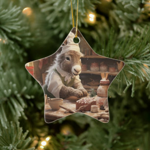 Baby Donkey Family Ornament, Donkey Lovers Gifts Ceramic Tree Decoration