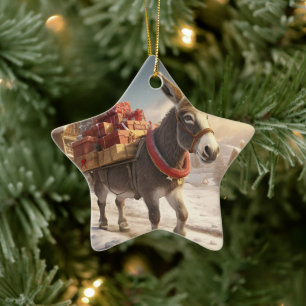 Baby Donkey Family Ornament, Donkey Lovers Gifts Ceramic Tree Decoration