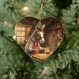 Baby Donkey Family Ornament, Donkey Lovers Gifts Ceramic Tree Decoration