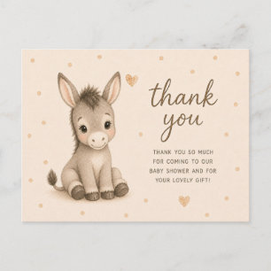 Baby Donkey Foal Baby Shower Thank You Postcard