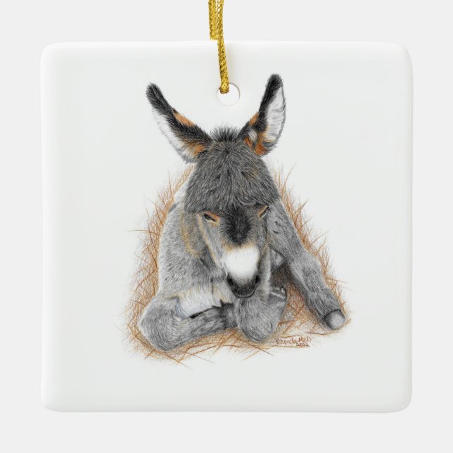 Baby Donkey Square Ornament  (Front)