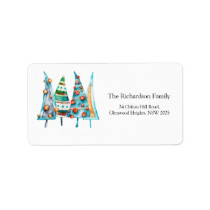 Baby Doodle Christmas Trees Return Address Label