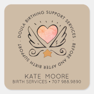 Baby Doula Birth Coach Midwife Badge Square Sticker