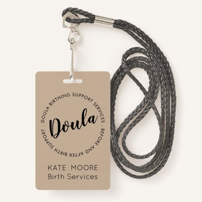 Baby Doula Birth Coach Midwife ID Badge (Front with Lanyard)