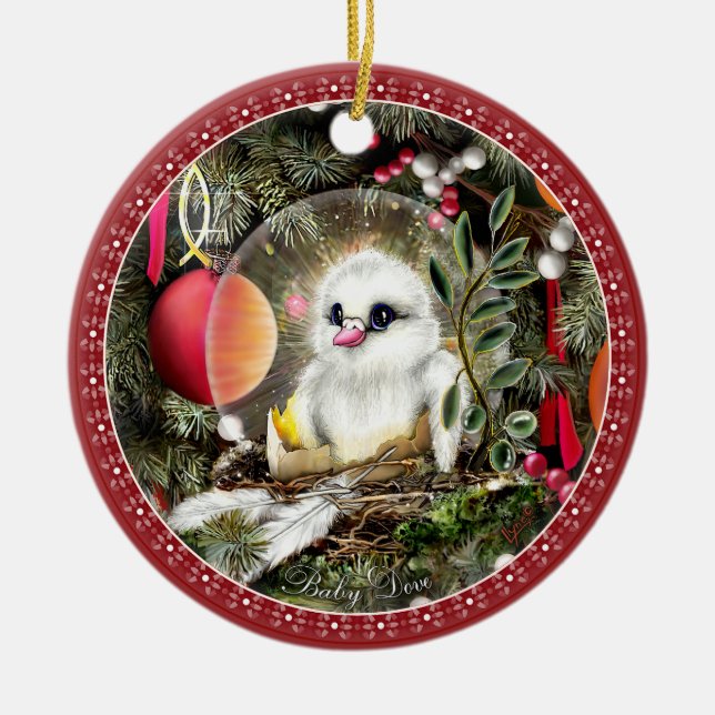 Baby Dove Ceramic Tree Decoration (Front)
