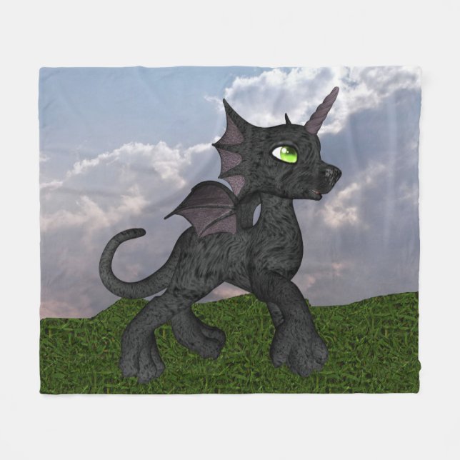 Baby Dragicorn (Dragon Unicorn) Fleece Blanket (Front (Horizontal))