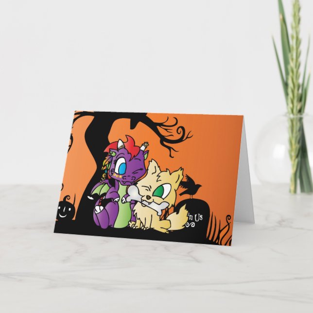 Baby Dragon and wolf card (Front)