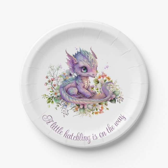 Baby Dragon Baby Shower  Paper Plate (Front)