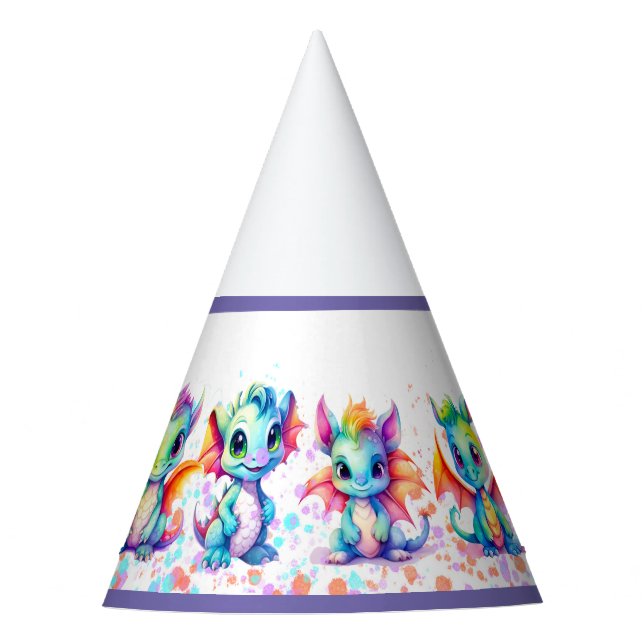 Baby Dragon Birthday Party Hats (Front)