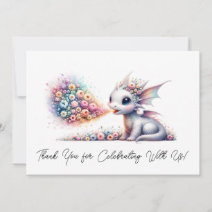 Baby Dragon Breathing Floral Fire Thank You