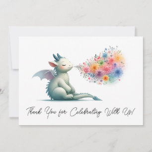 Baby Dragon Breathing Floral Fire Thank You