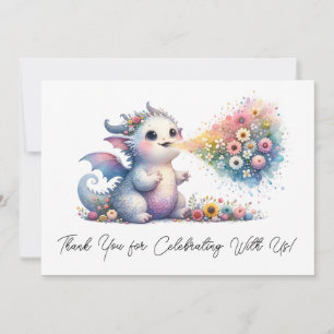 Baby Dragon Breathing Floral Fire Thank You