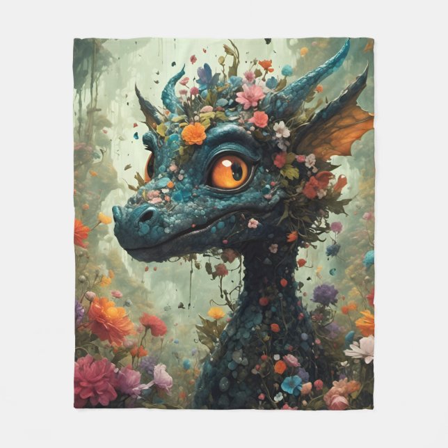 Baby Dragon Fantasy Fleece Blanket (Front)