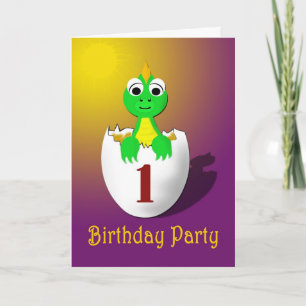 Baby Dragon first birthday party invitation