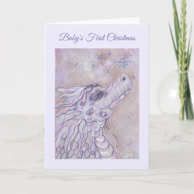 Baby dragon first Christmas card by Renee Lavoie (Front)