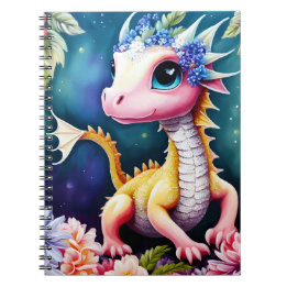 Baby Dragon Floral Space Portrait Notebook