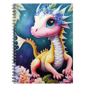 Baby Dragon Floral Space Portrait Notebook