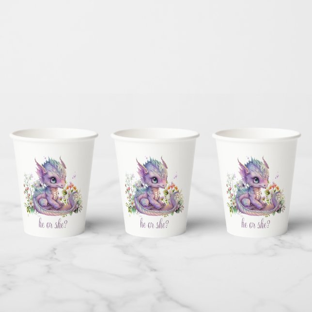 Baby Dragon Gender Reveal Party Paper Cups (Multi)