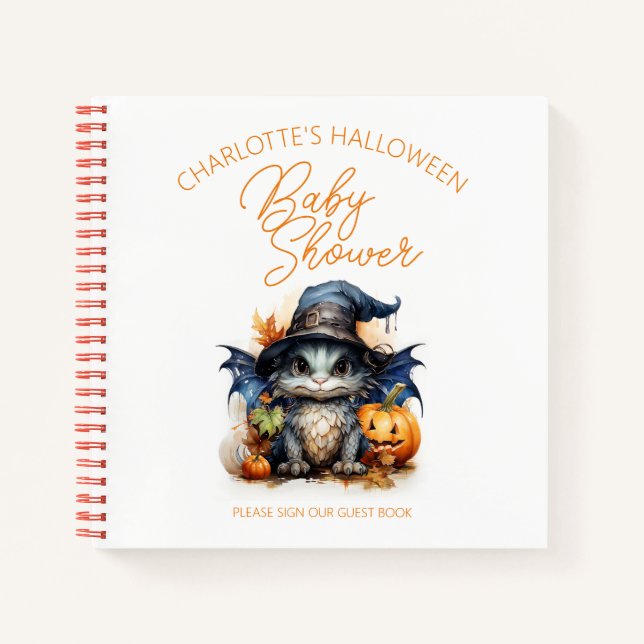 Baby Dragon Halloween Baby Shower Guest Book (Front)