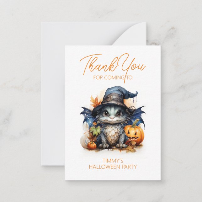 Baby Dragon Halloween Party Favour Card (Front)