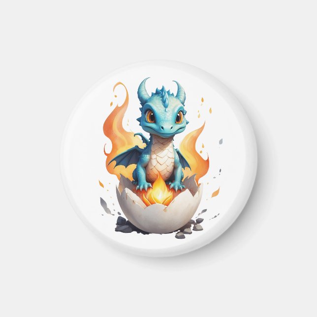 Baby Dragon Hatching Fantasy Magnet (Front)