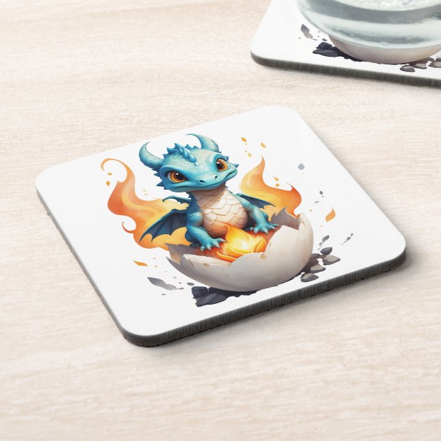 Baby Dragon Hatching Flame Art Coaster (Left Side)