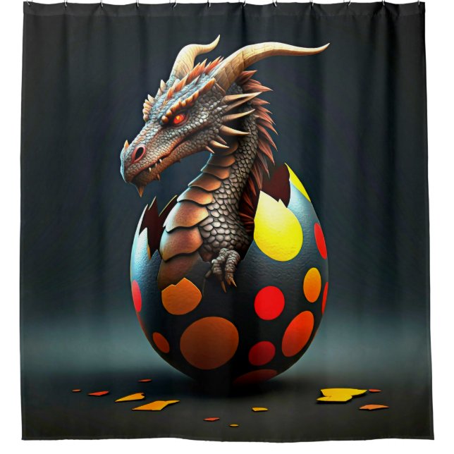 Baby Dragon Hatching Shower Curtain (Front)