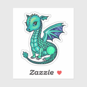 Baby Dragon Illustration Sparkly Dragons Sticker