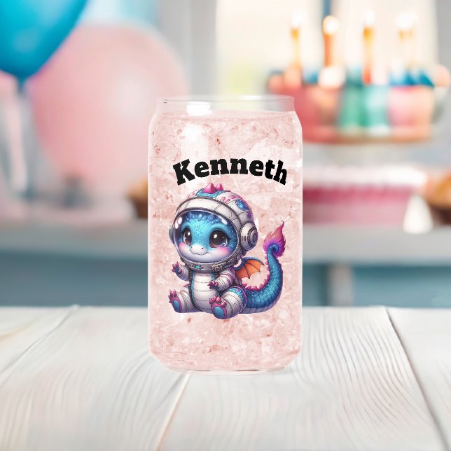 Baby dragon in helmet exploring space can glass (Insitu (Baby Shower))
