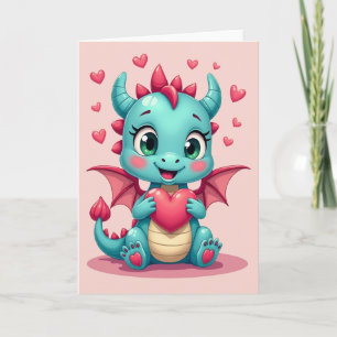 Baby Dragon Love Heart Card