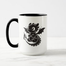 Baby Dragon Minimalist Black Illustration Mug