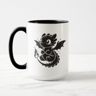 Baby Dragon Minimalist Black Illustration Mug