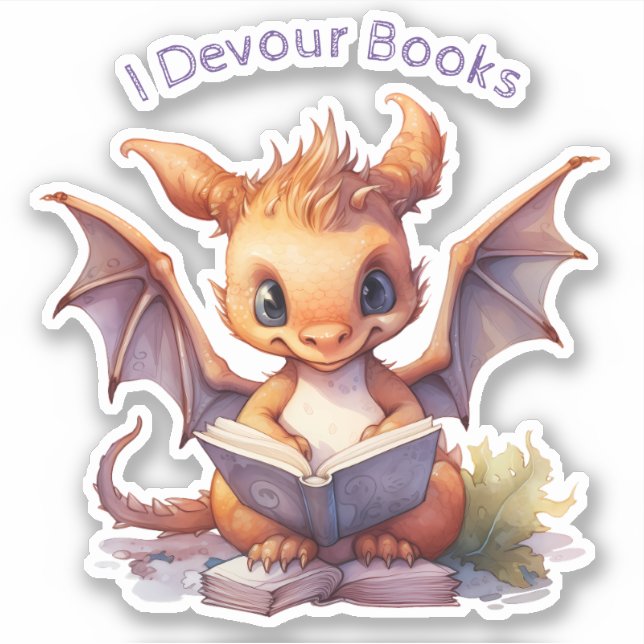  *~* Baby Dragon READING  - I DEVOUR BOOKS AP88 (Front)